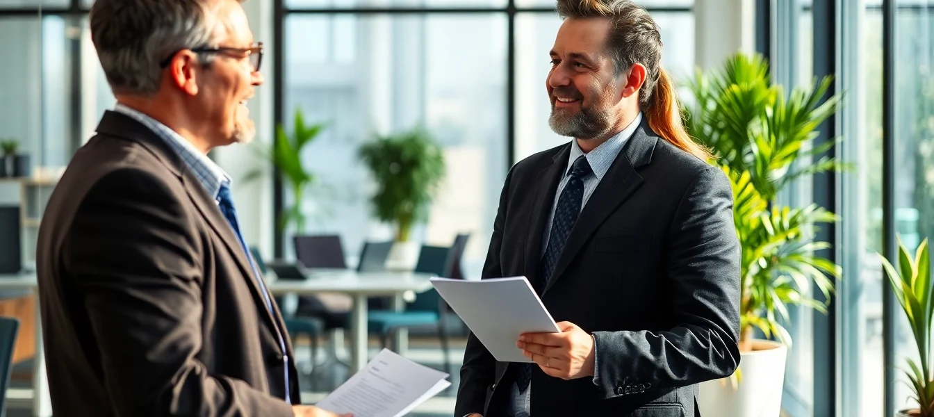 Headhunter führt ein Gespräch mit einem Kandidaten in einem modernen Büro.