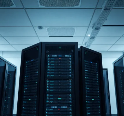 Server 2022 Standard Datacenter Vergleich in einem modernen Serverraum mit technologischen Details.