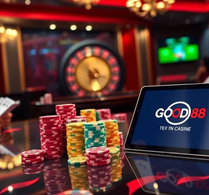 Players strategizing at a poker table, showcasing the excitement of GOOD88 gaming.