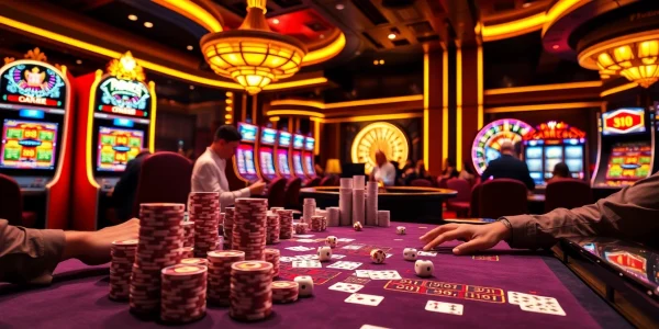 Engaging scene of players winning at the S8-themed casino table with vibrant colors and luxury gaming elements.