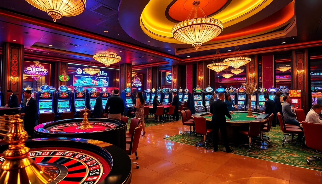 Experience the thrill of rr88 at a luxurious casino with roulette and poker tables.