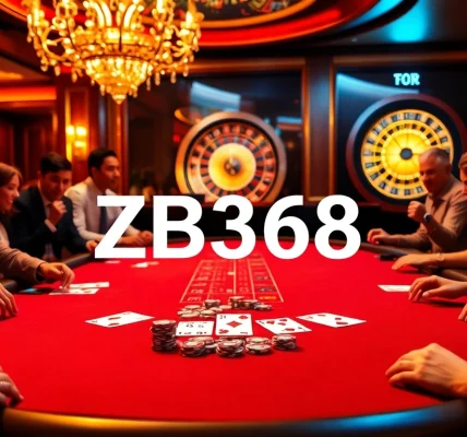 ZB368 poker table with players immersed in an exciting casino experience, showcasing vibrant chips and cards.