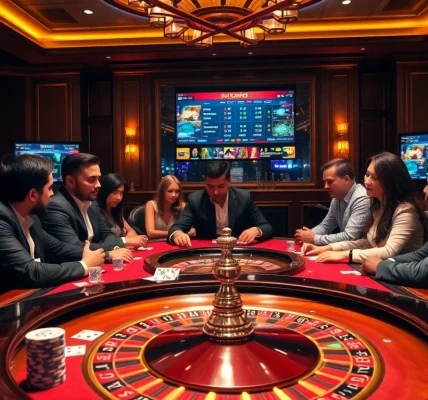 Experience thrilling gameplay with poker chips and a roulette wheel at https://99ok18.com/ in an elegant casino setting.
