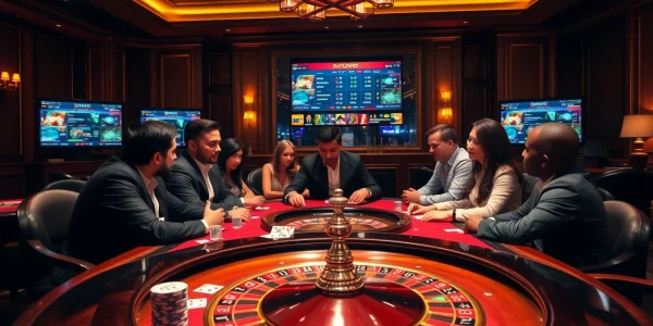 Experience thrilling gameplay with poker chips and a roulette wheel at https://99ok18.com/ in an elegant casino setting.