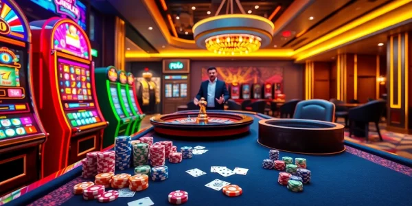 Enjoy a thrilling gaming experience at PG66 with vibrant poker chips and advanced slot machines.