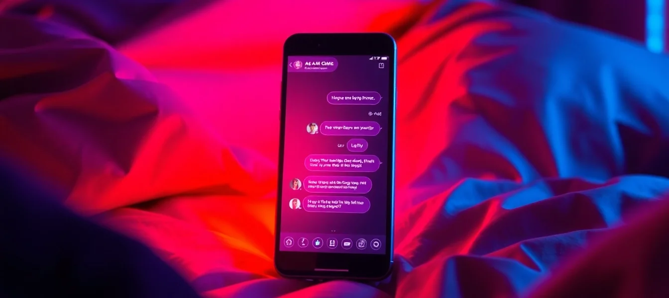Engaging AI chat porn interface displaying seductive dialogue on a modern smartphone.