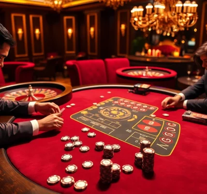 Engaging gamblers at SV388 poker table with vibrant atmosphere and excitement.