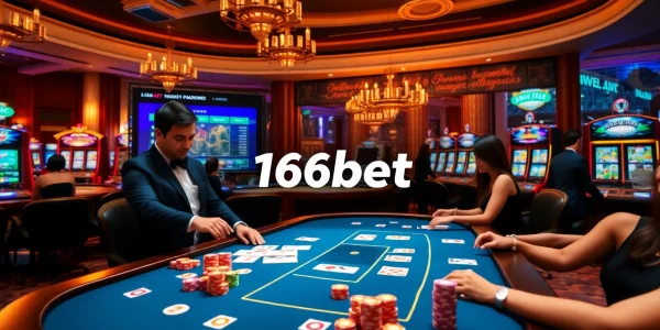 Engaging online casino experience at 166bet with vibrant gaming elements and professional dealers.