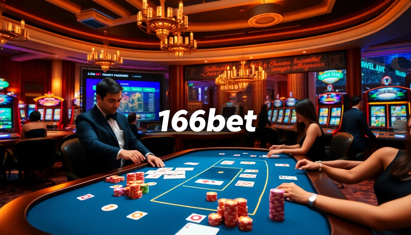 Engaging online casino experience at 166bet with vibrant gaming elements and professional dealers.