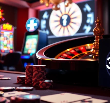 Experience the excitement of gambling at 32WIN with vibrant casino tables and bright slot machines.
