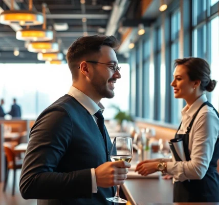 Interaktion eines Headhunter Gastronomie in einem stilvollen Restaurant, die Atmosphäre ist einladend