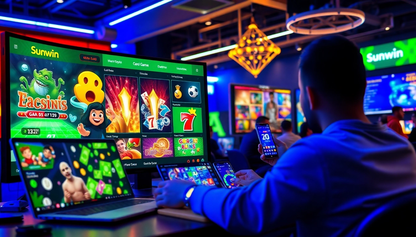 Exciting online gaming interface of sunwin featuring vibrant games and enthusiastic players.