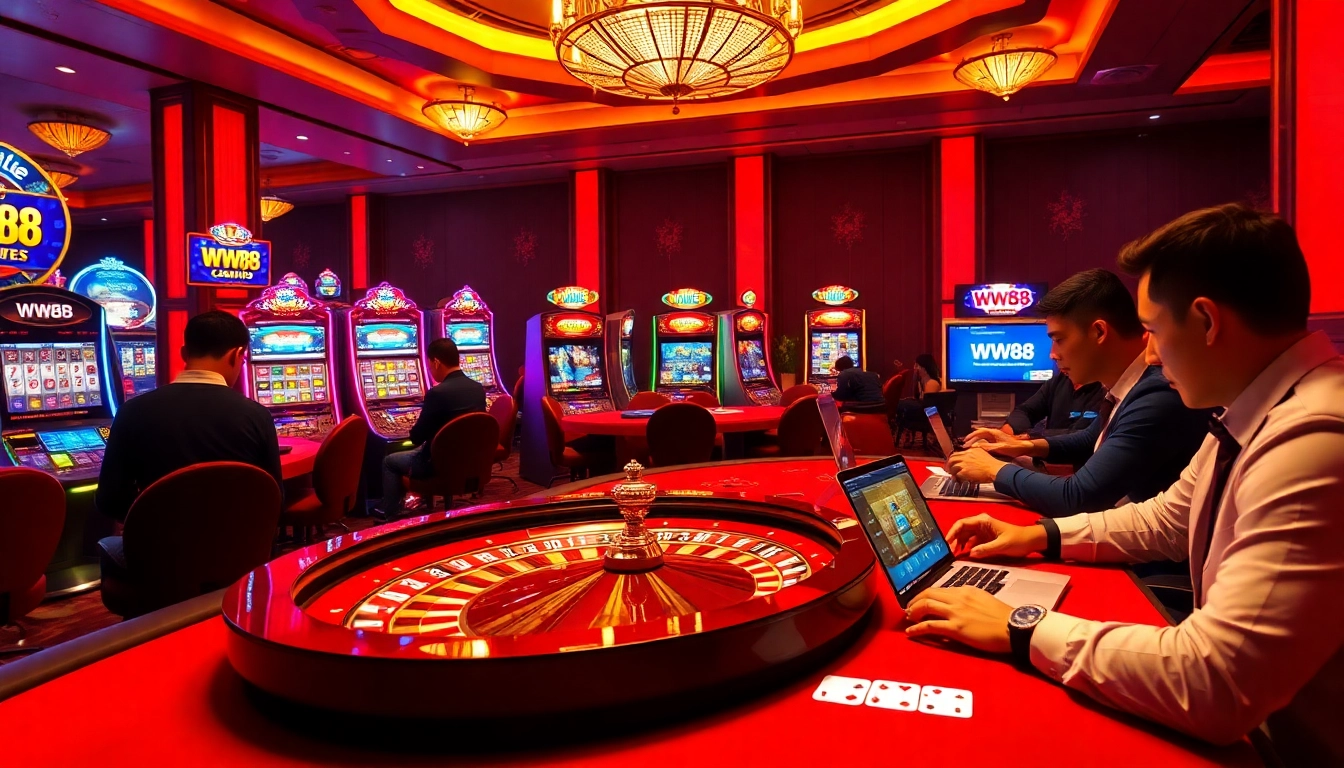 WW88 players engaged at a luxury casino table experience thrilling gameplay.