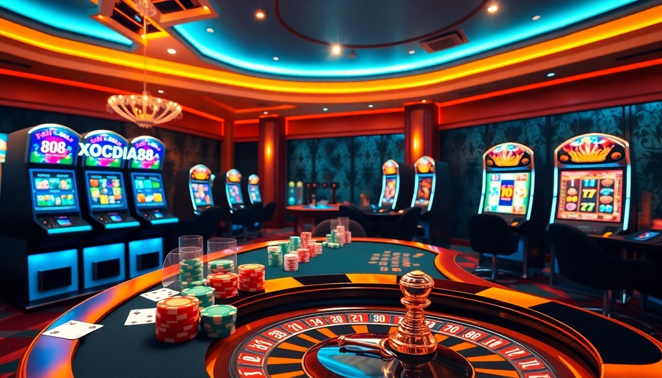 Experience thrilling online gambling at XOCDIA88 with vibrant casino visuals and exciting gameplay.