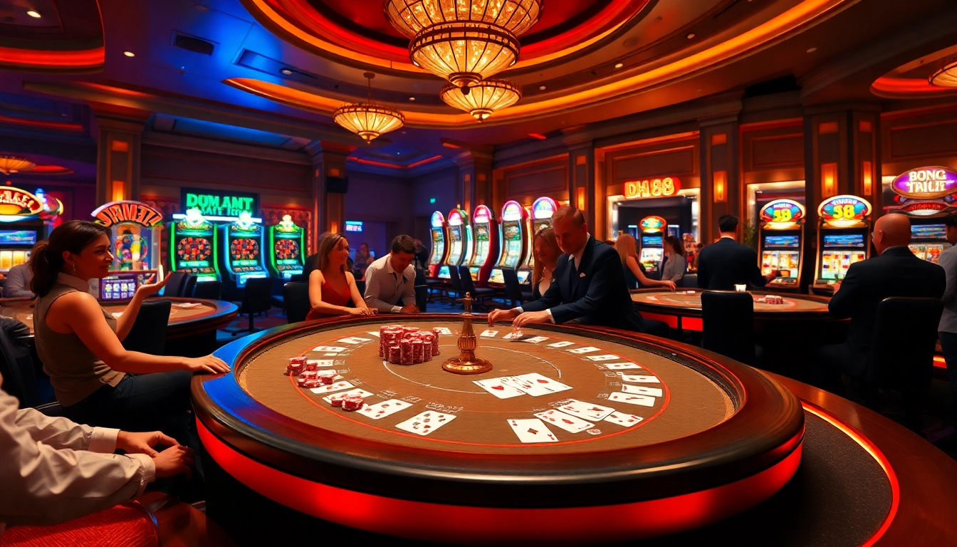 Experience the thrill of DH 88 gaming with vibrant poker tables and exciting casino atmosphere.