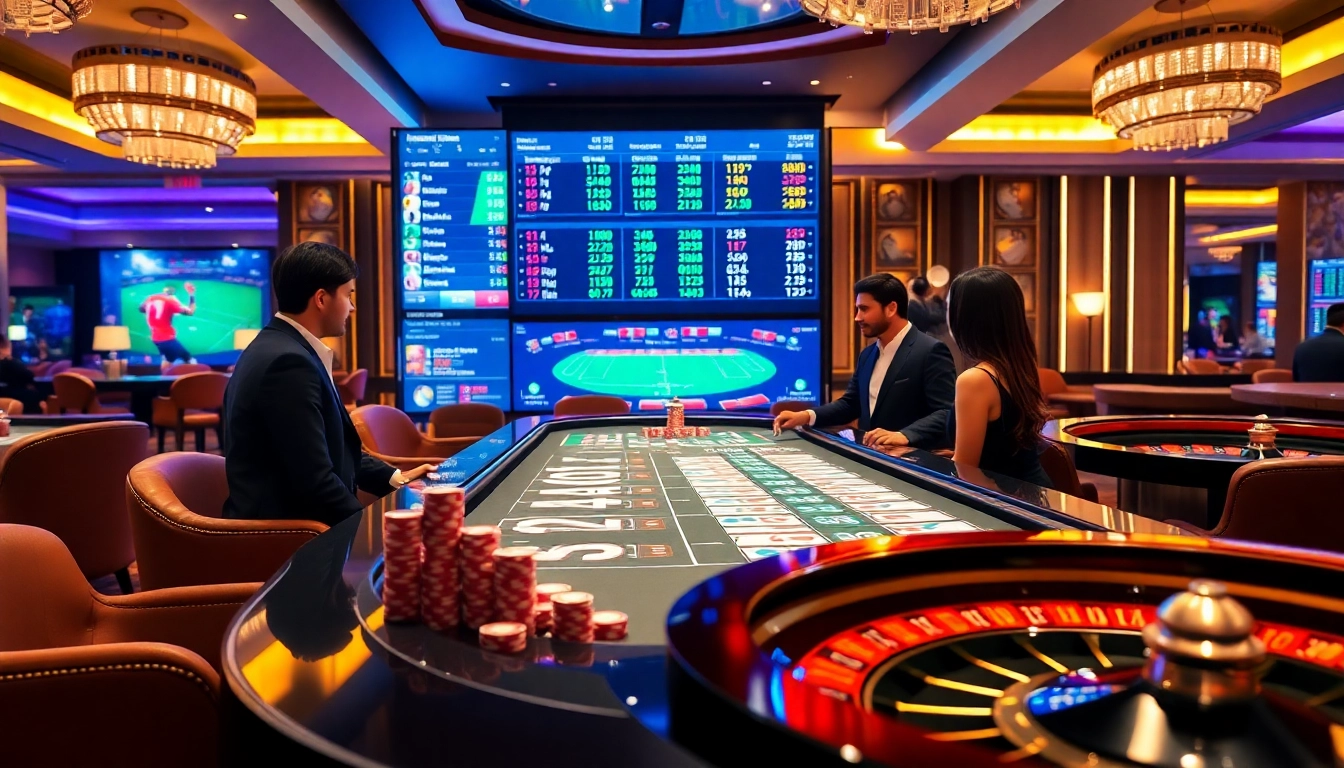 Analyzing betting odds in a luxurious casino setting for giải mã kèo nhà cái.