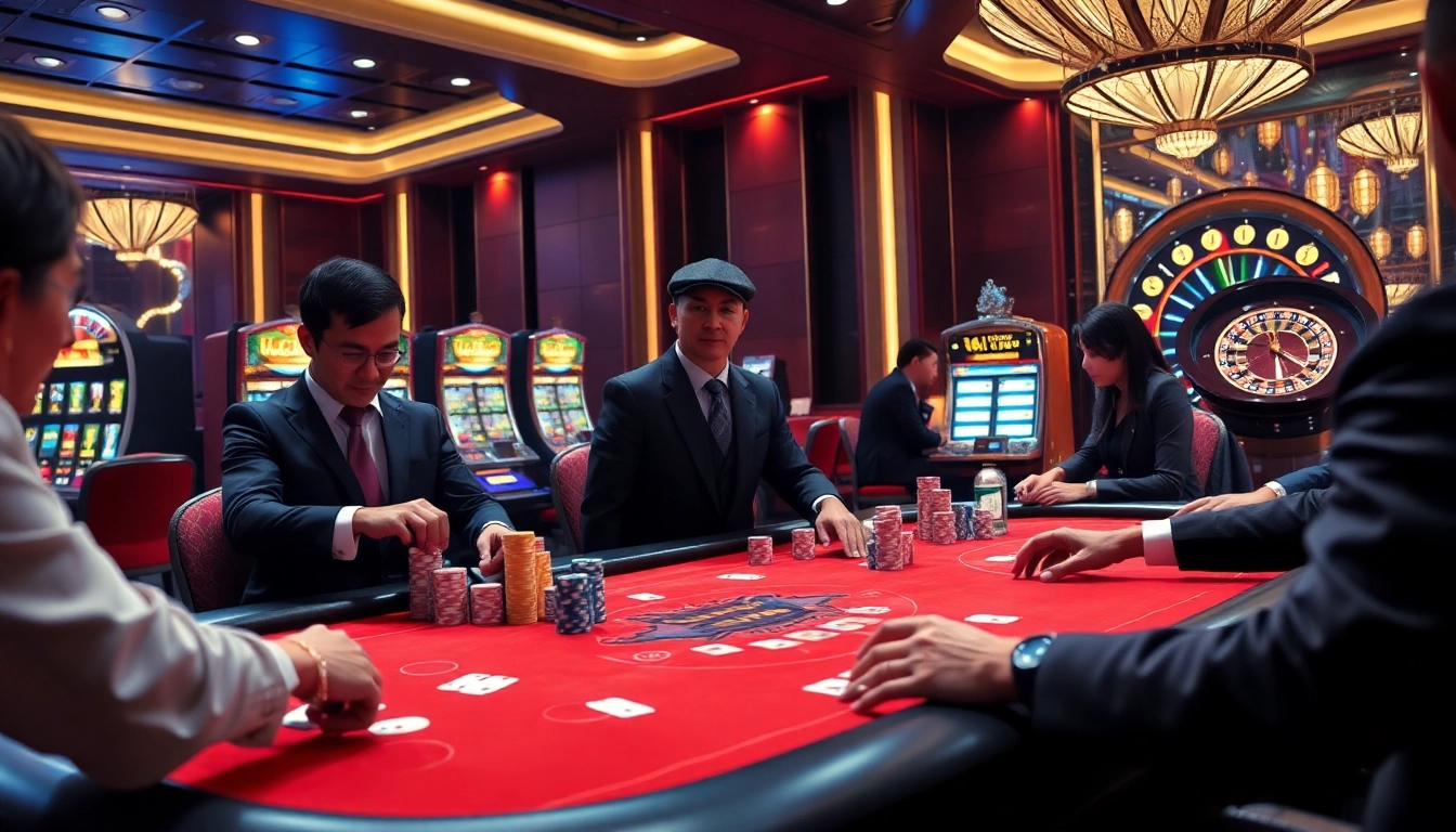 Experience the excitement of Luckywin with vibrant casino gameplay featuring poker chips and engaging tables.