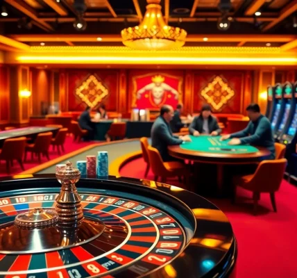 Experience high-stakes excitement at ok8386 casino with blackjack, poker chips, and roulette.