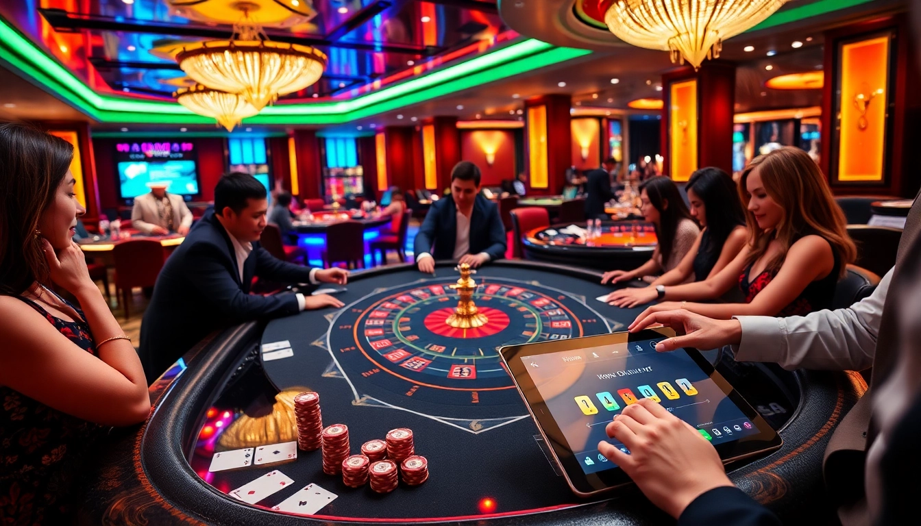 Engaging gameplay at KP88 Casino with vibrant poker chips and a dynamic betting table.