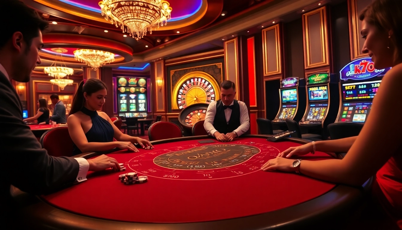 Experience thrilling blackjack action at 79king with vibrant gaming atmosphere and luxury decor.