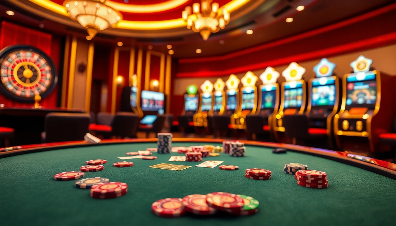 The exhilarating atmosphere of a casino poker game, showcasing strategic betting and vibrant 7m chips on the table.
