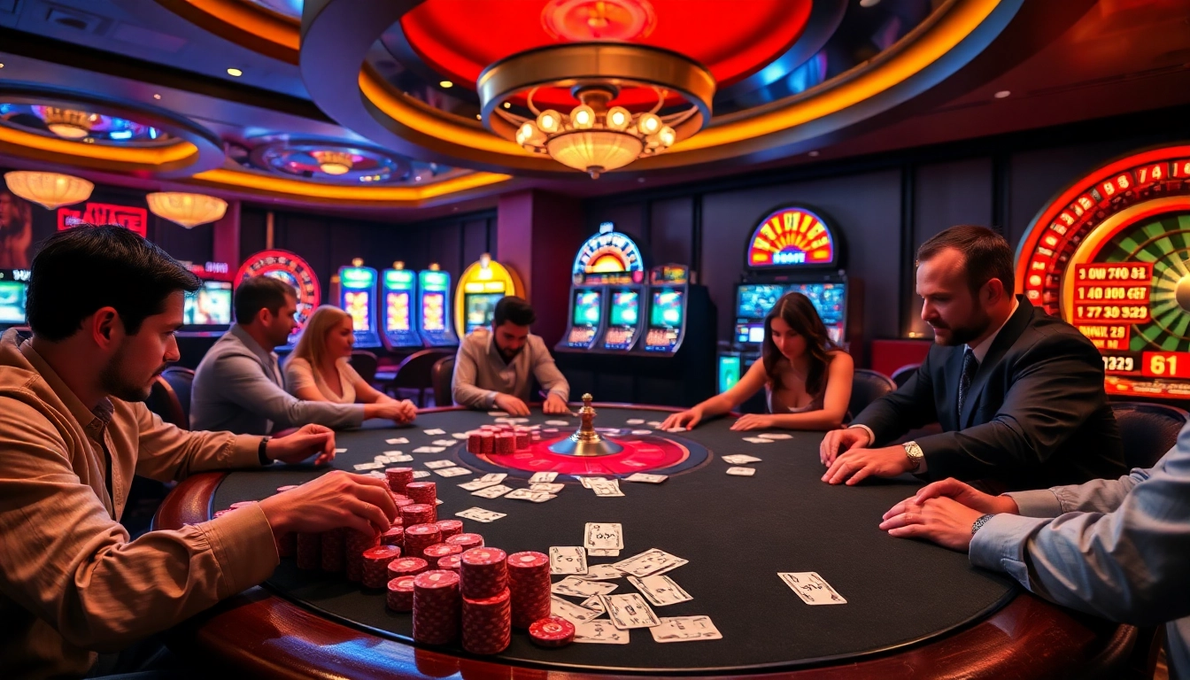 Experience the excitement at a casino table with 'link oxbet,' players in action during a high-stakes game.