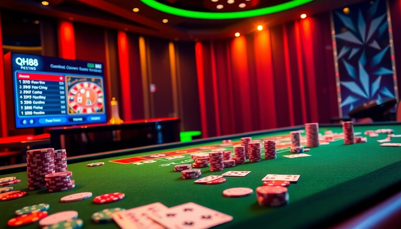 Experience thrilling gameplay at QH88 casino with vibrant gaming tables and exciting action.