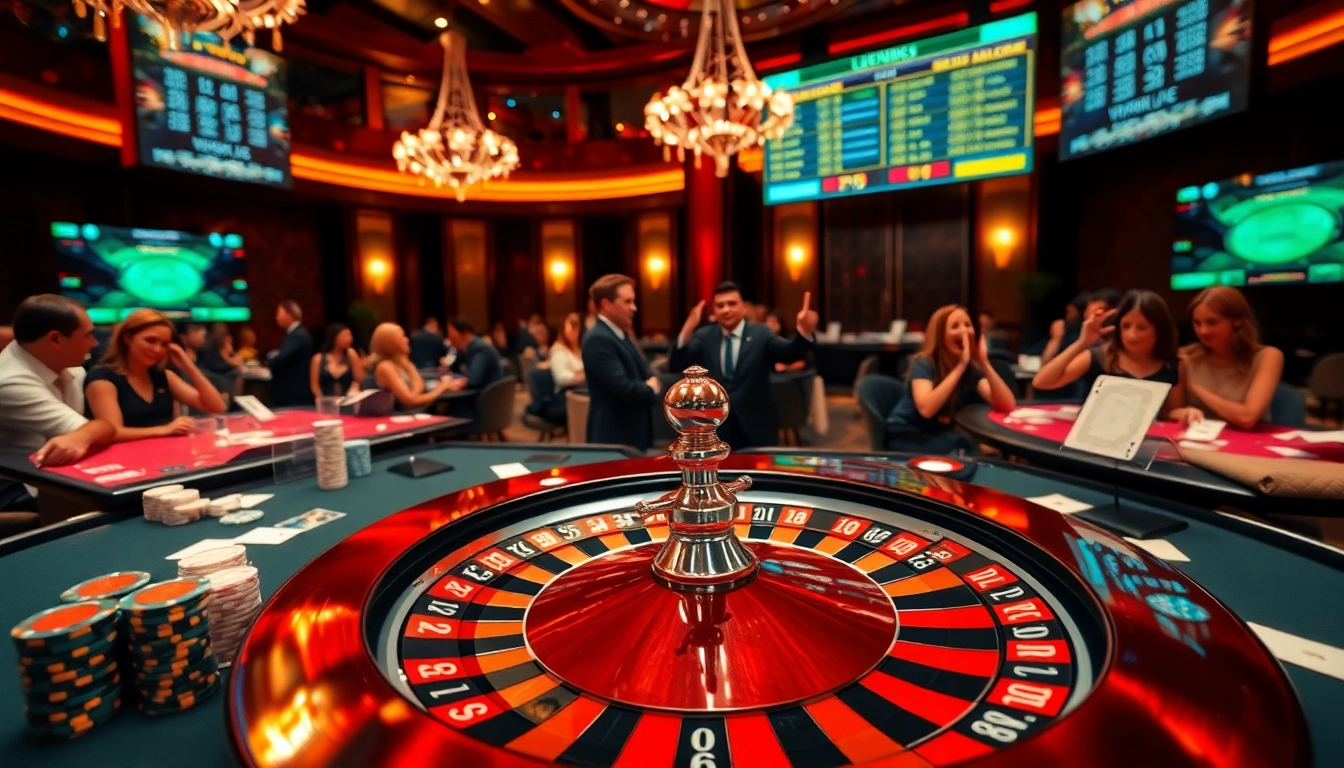 Experience the thrill of winning at luck8 net's luxurious casino with vibrant tables and excited players.
