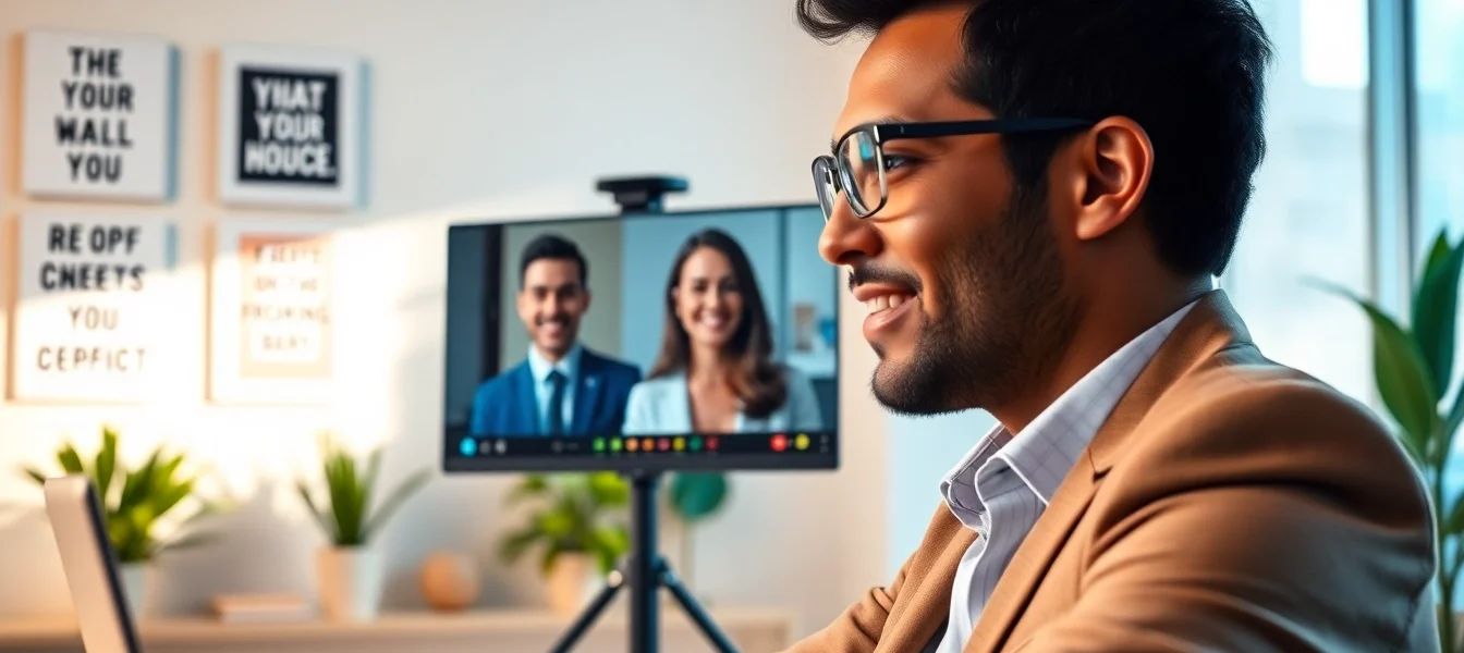 Headhunter Schweiz im modernen Büro, im virtuellen Gespräch mit Kandidaten.