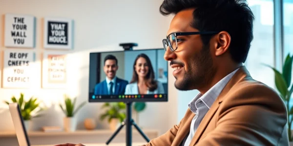 Headhunter Schweiz im modernen Büro, im virtuellen Gespräch mit Kandidaten.