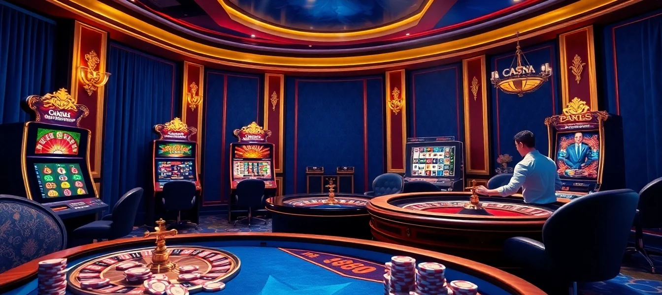 Winning at Link vào GK88 in an engaging casino scene with vibrant slot machines and poker chips.