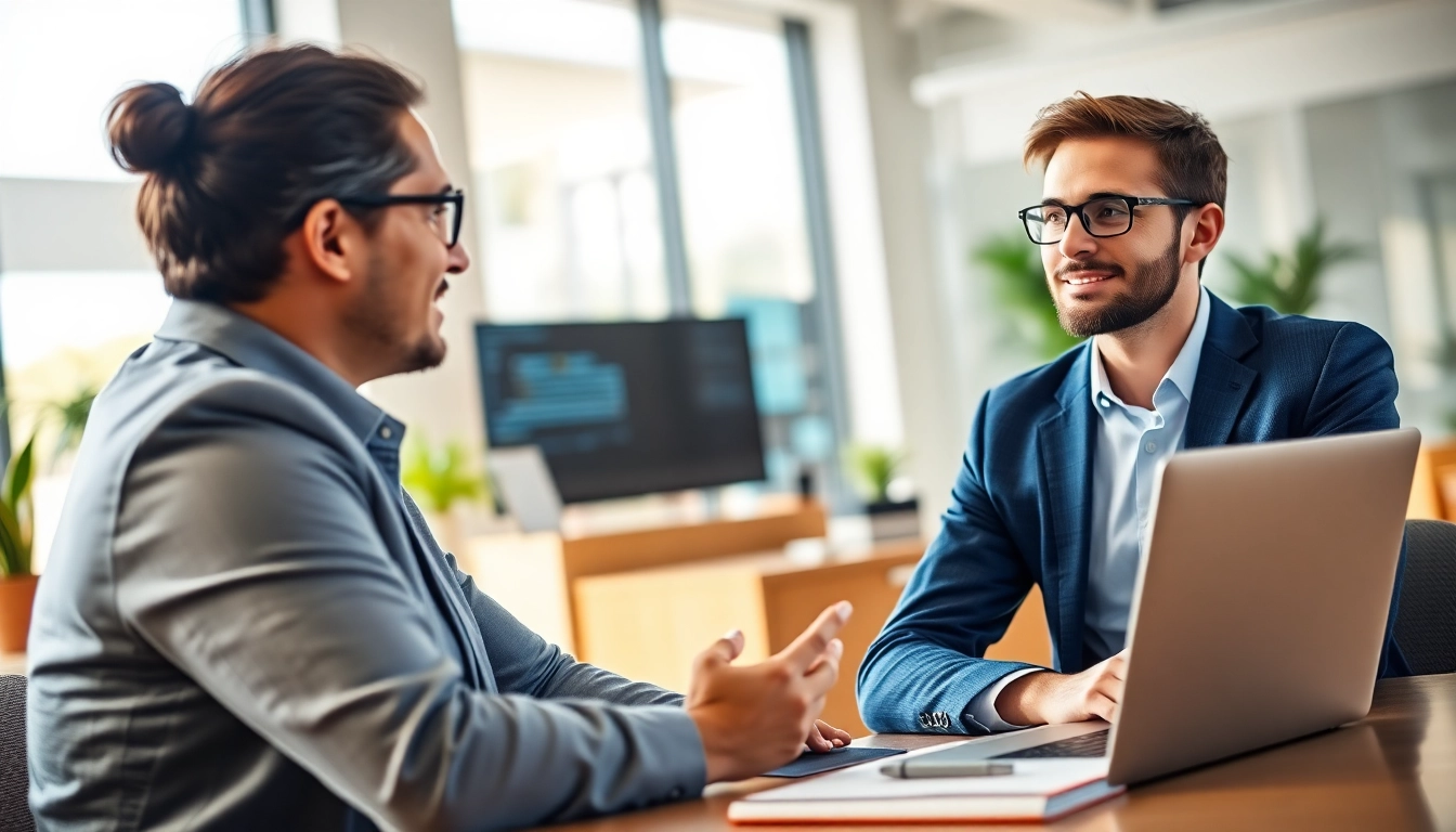 Headhunter IT interview scenario, showcasing a professional interaction in a tech environment.