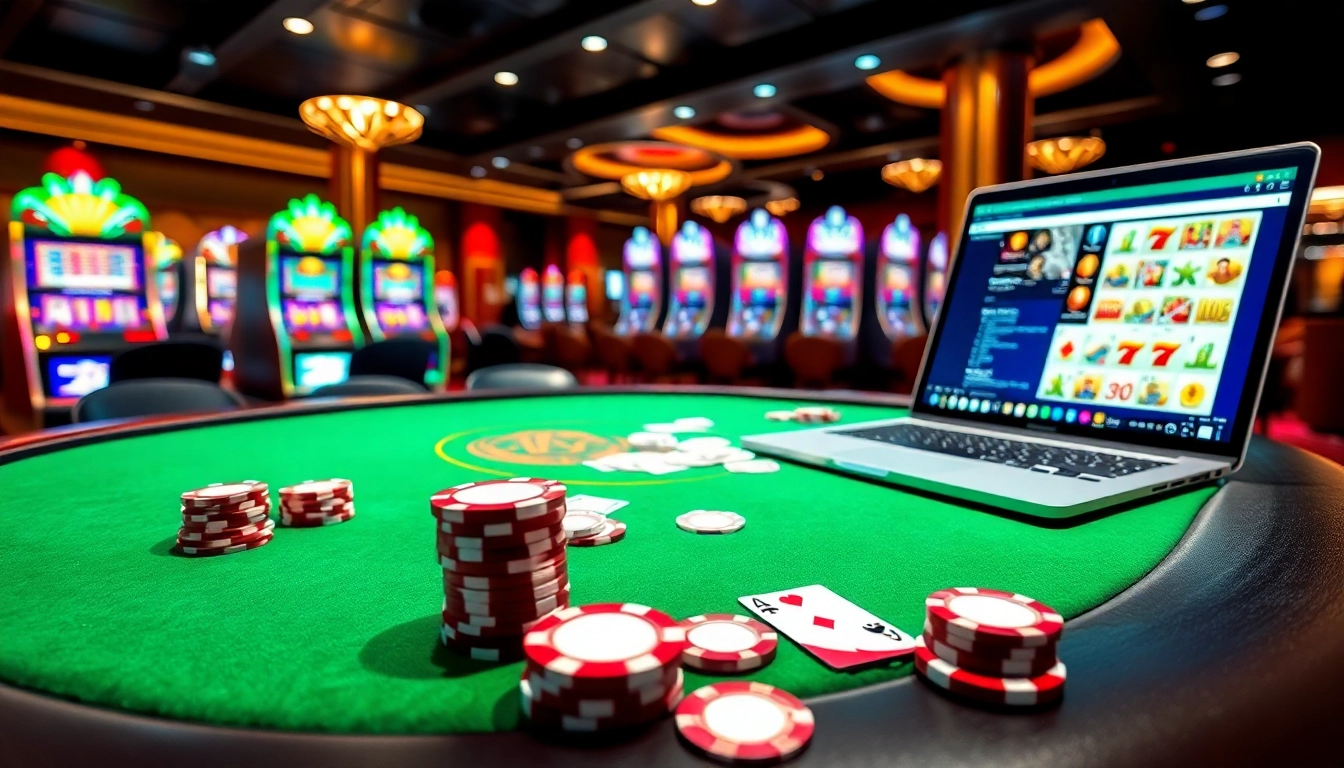 Experience the excitement at Trang Chủ 789club with vibrant casino tables, cards, and slot machines.