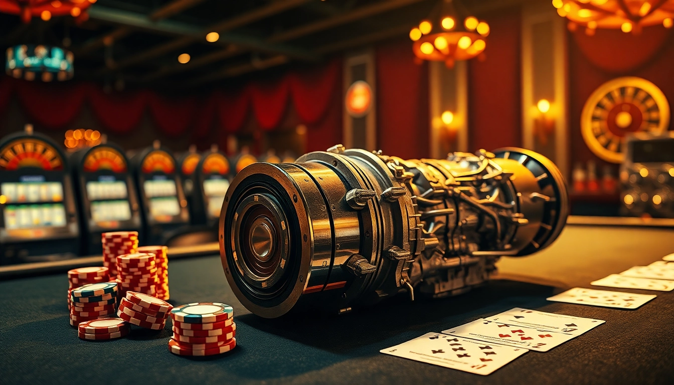 Engaging scene showcasing Expert Automatic Transmission Repair intertwined with luxurious casino elements.