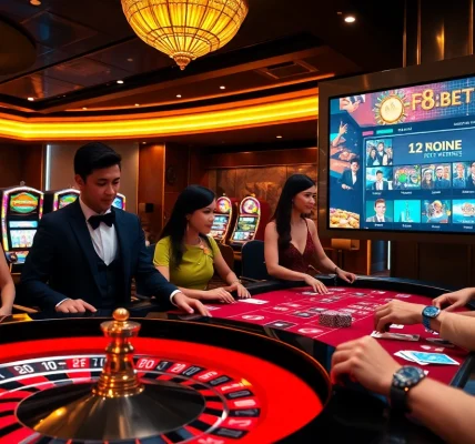 Experience the thrill of betting at https://f8bet.ventures/ with vibrant casino gaming visuals.