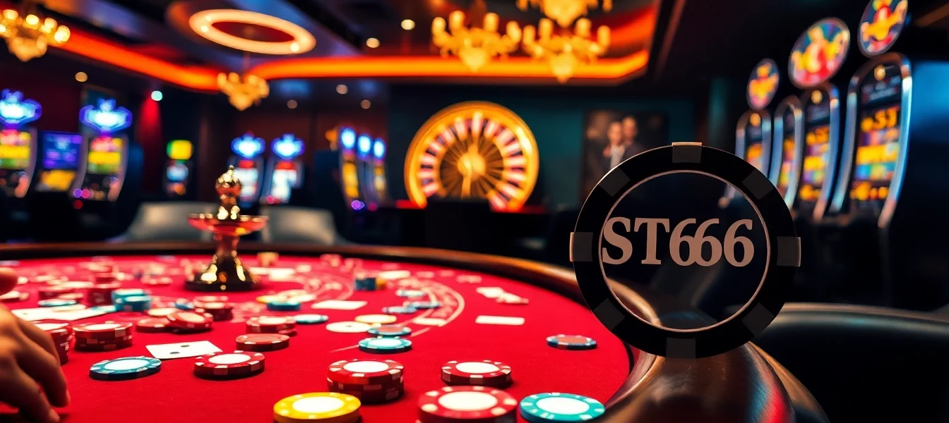 ST666 poker players engaging in a thrilling game at an upscale casino table.