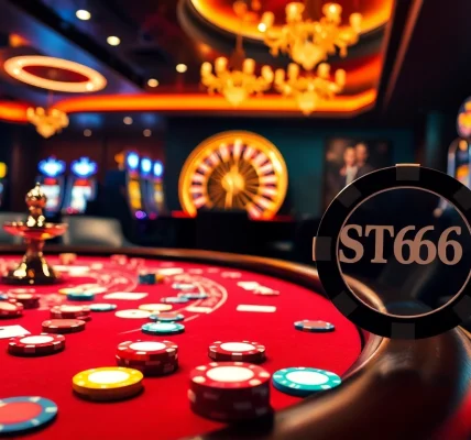 ST666 poker players engaging in a thrilling game at an upscale casino table.