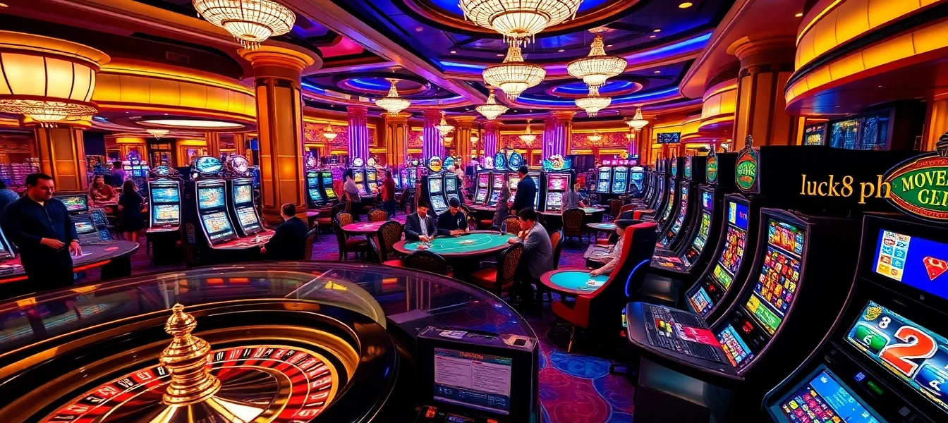 Engaging casino scene showcasing Luck8 ph with players at tables and vibrant gameplay.