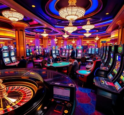 Engaging casino scene showcasing Luck8 ph with players at tables and vibrant gameplay.