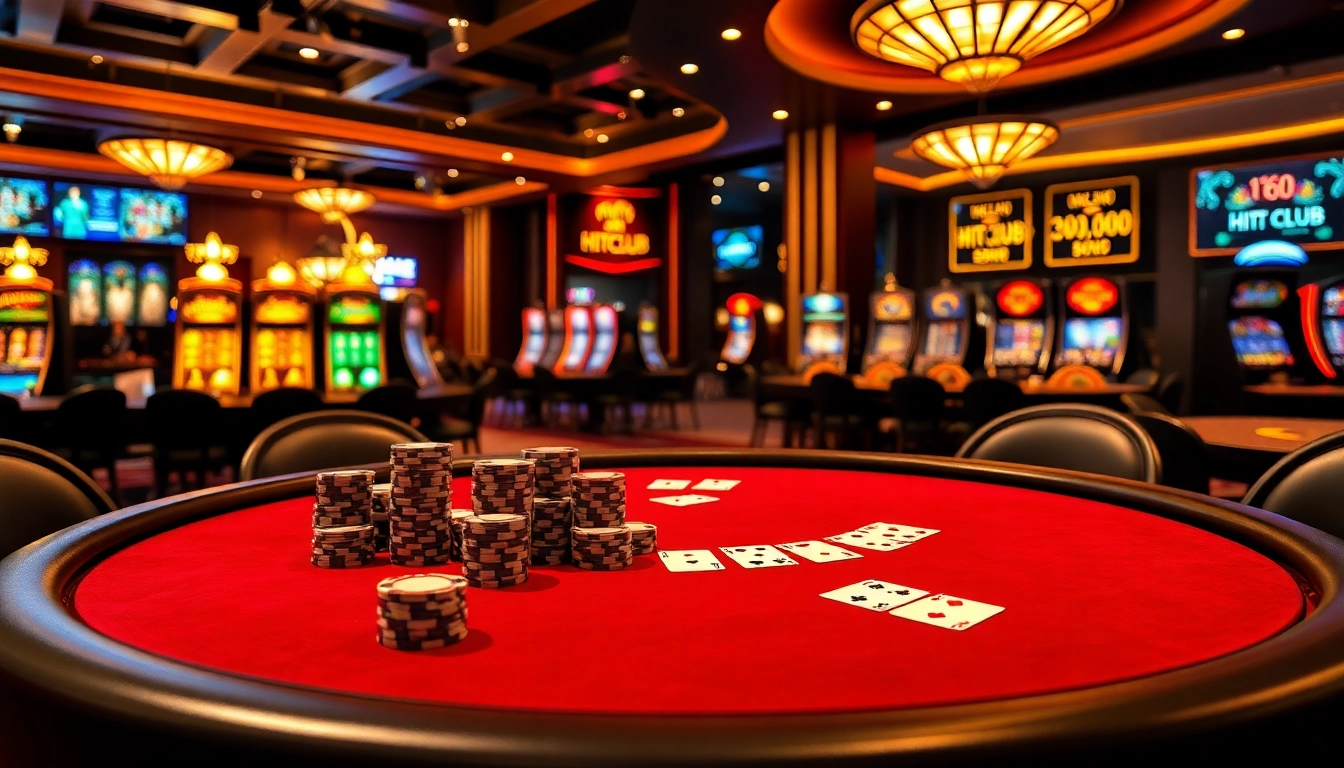 Experience the excitement of HITCLUB at a vibrant poker table with colorful chips and engaging gameplay.