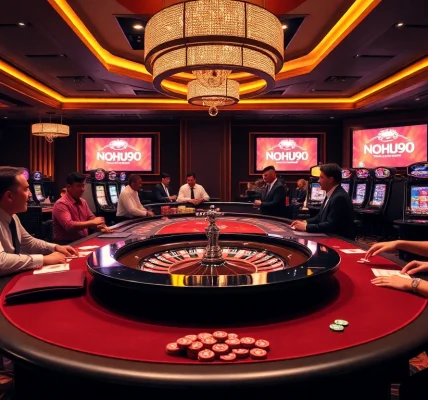 Experience thrilling gameplay at NOHU90 casino with vibrant gaming tables and excitement.