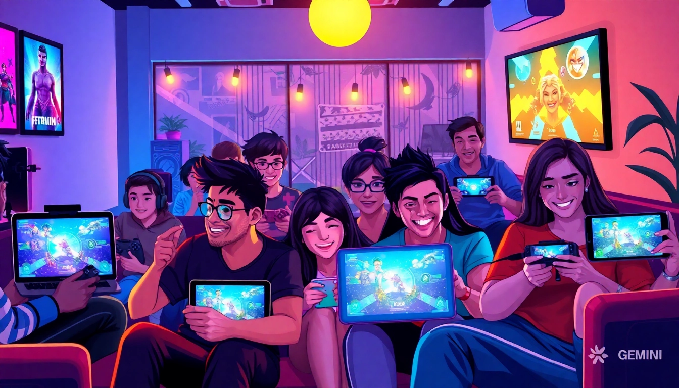 Experience the excitement of GEMWIN gaming with players immersed in diverse online games.