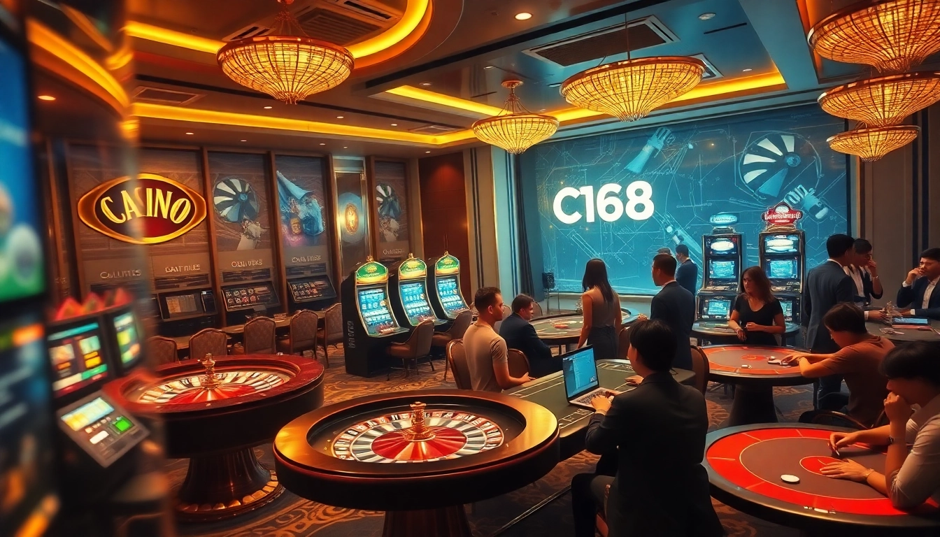 C168 players enjoying a high-stakes game at a luxurious online casino.