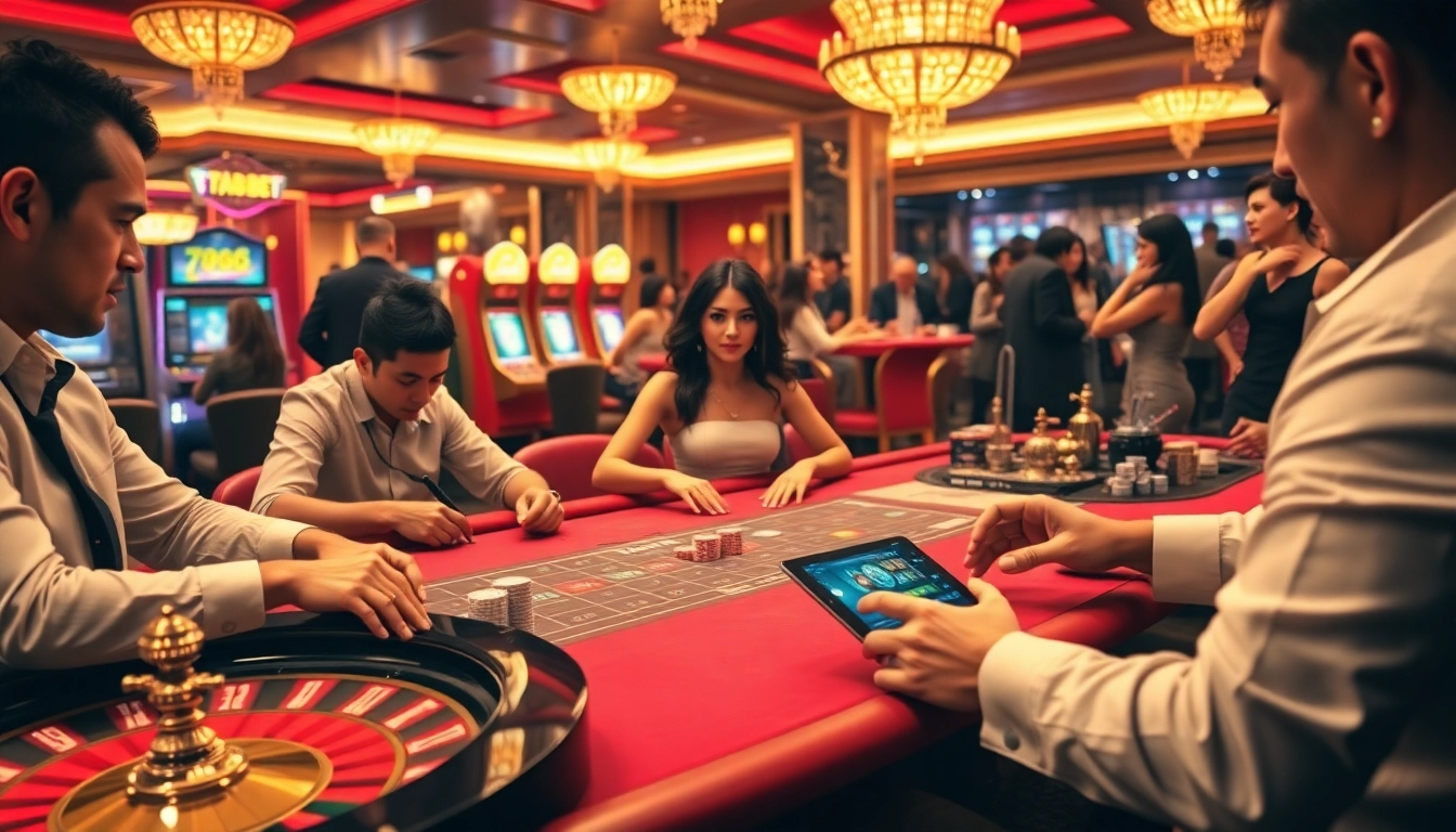 Players enjoying an exciting casino experience at 789BET with poker and roulette.