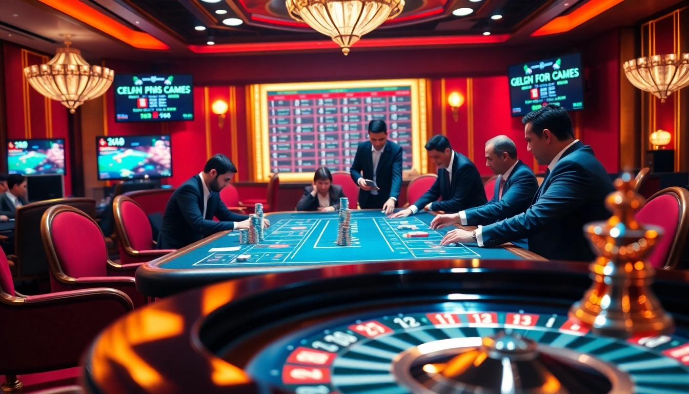 Experience high-stakes gaming at https://rr99.uk.com/ with a vibrant poker table and roulette wheel.