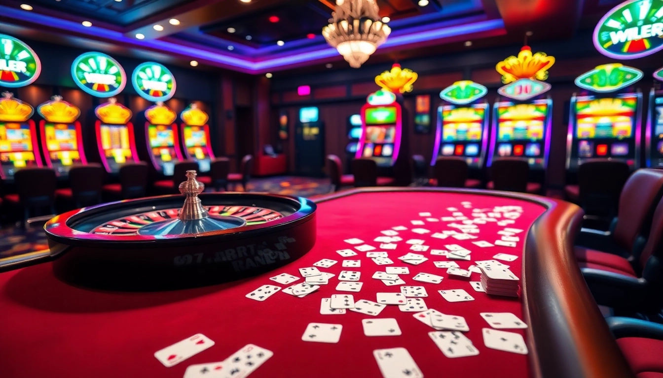 Experience the thrill of RR99 with vibrant casino gaming tables and dynamic slot machines.