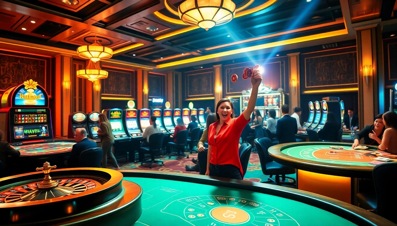 Exciting casino atmosphere showcasing F8BETA2 with vibrant games and engaged players.