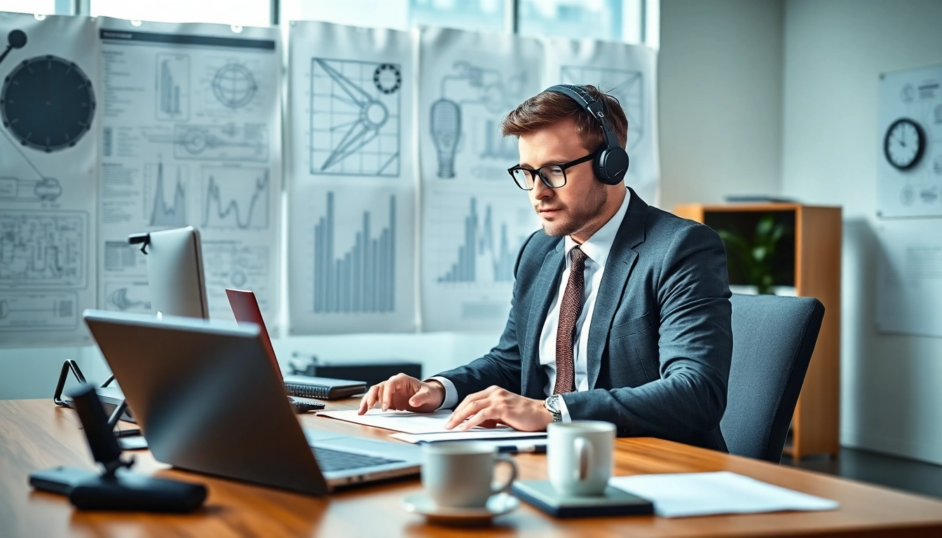 Headhunter Ingenieure im modernen Büro mit technischen Materialien und konzentrierter Atmosphäre.