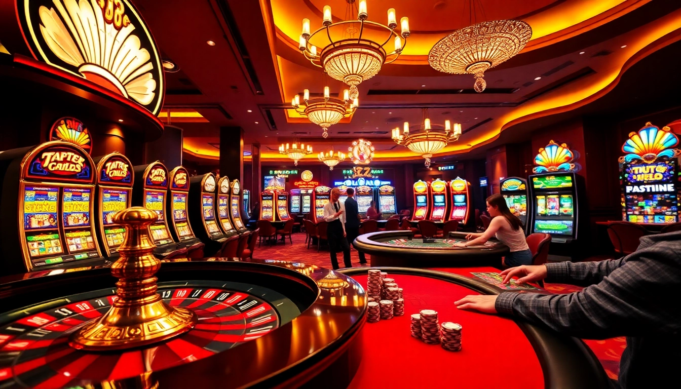 Experience the thrill of tt88 in a lively casino scene featuring roulette and blackjack action.
