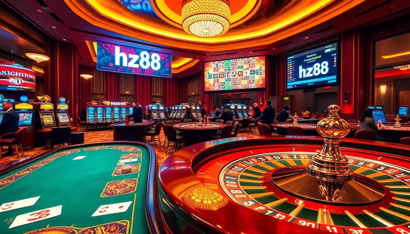 Players enjoying casino games showcasing the thrilling atmosphere of hz88 gaming.